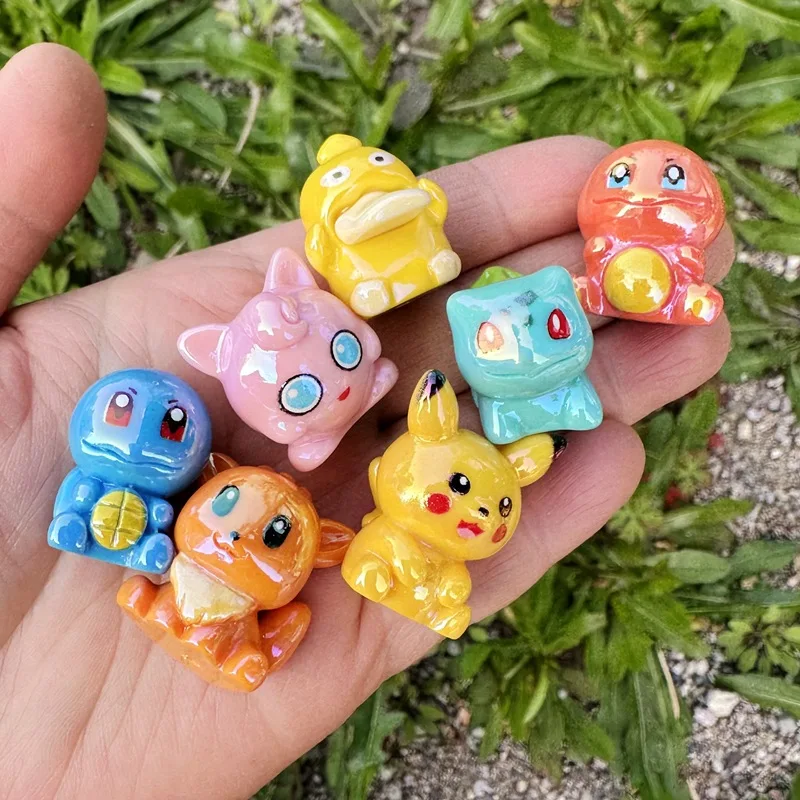10PCS Pokemon Charmander Pikachu Squirtle PVC focal Beads For Jewelry Making DIY badge reel Bead Pen keychain Accessories