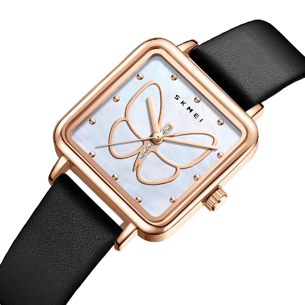 

SKMEI Romantic Style Butterfly Quartz Movement Watches Ladies Small Square Wristwatches Fashion Elegance Waterproof Girls Watch