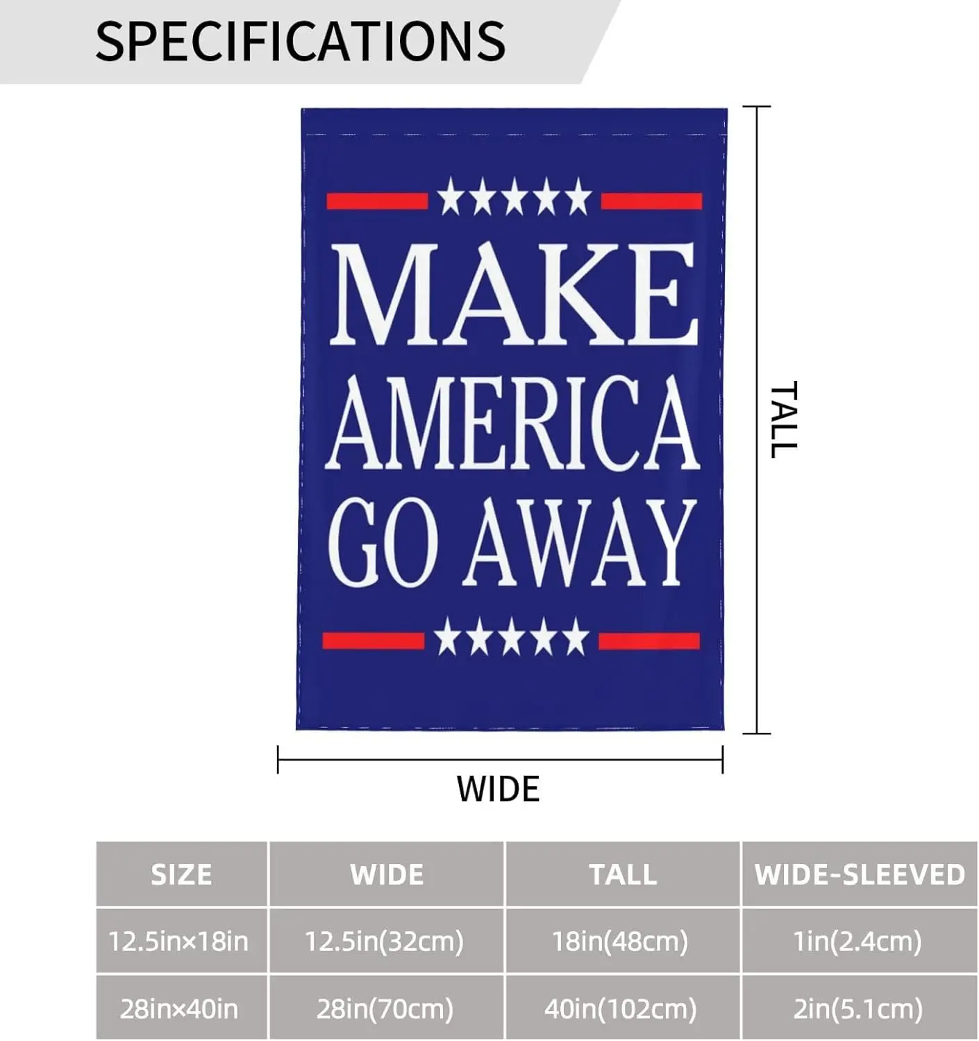 Make America Go Away أعلام للخارج، ديكور الفناء، علم الحديقة مزدوج الجوانب MME