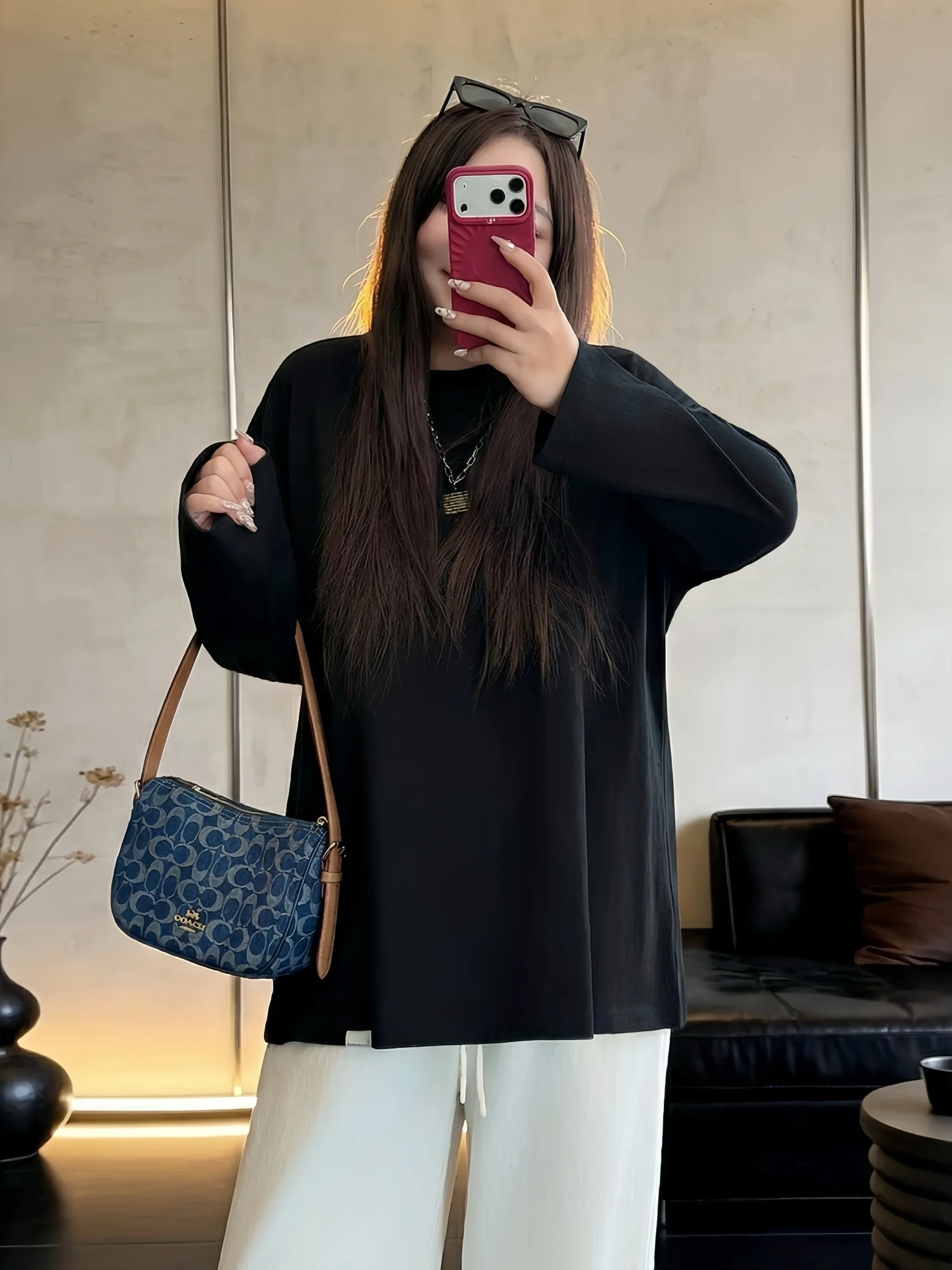 

Loose Fit plus Size Women's Long Sleeve T-Shirt Versatile Base Layer Shirt Spring Commute Style Cotton Polyester Blend