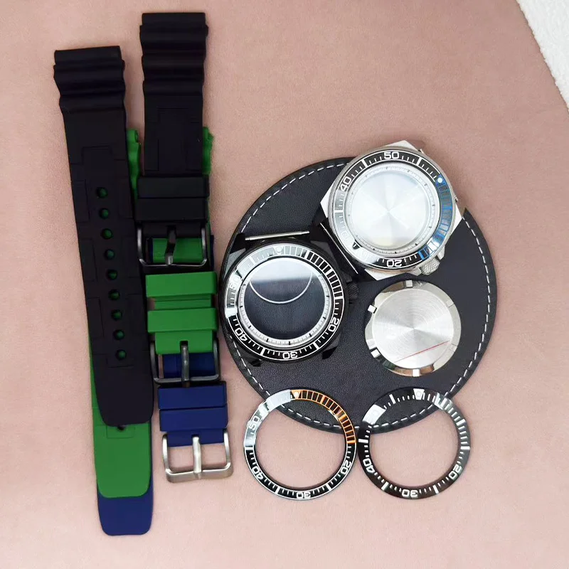 

10ATM waterproof 43.8mm Modified Samurai Watch Case For NH35 NH36 4R35 7S26 Movement 28.5mm Dial Sapphire Glass Rubber Bracelet