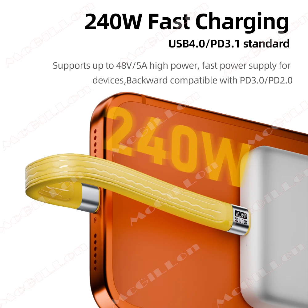 Schlüsselanhänger 240W 80Gbps USB4 Gen4 Kurzes USB-C zu USB-C Kabel Schnelles Laden Typ-C Datenübertragung 16K Daten-Lade-Verlängerungskabel – Detail 2