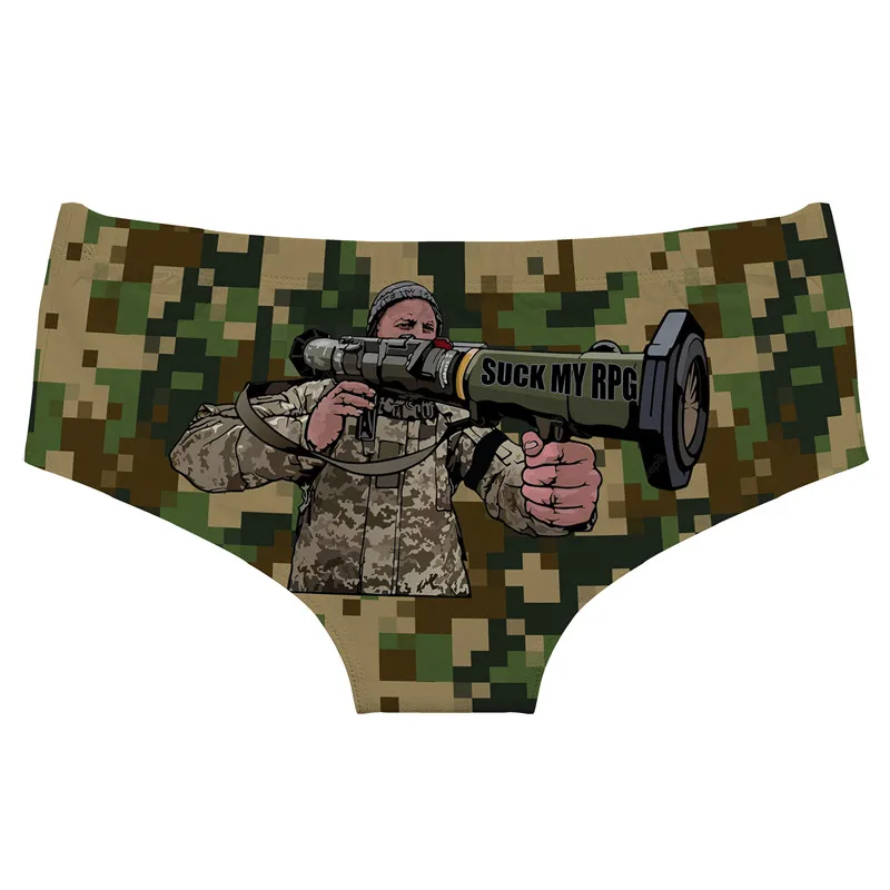 DeanFire Camouflage Print Super Soft Low Rise Women's Novelty Panties Underwear Sexy Briefs Thongs Gifts