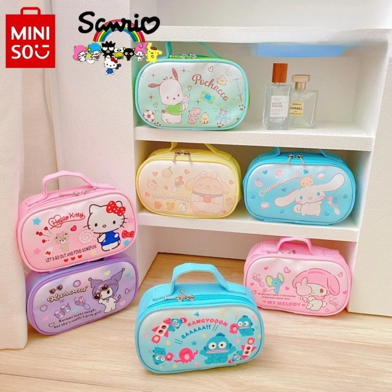 

Miniso Sanrio Новая женская косметичка модная Высококачественная водонепроницаемая сумка для мытья мультяшная многофункциональная сумка для хранения