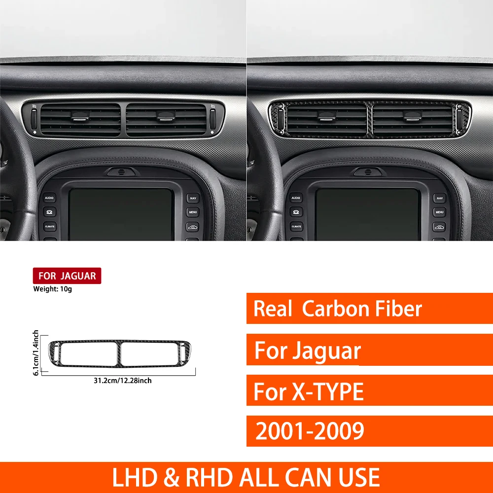 For Jaguar X-TYPE 2001-2009 Real Carbon Fiber Stickers Central Air Conditioning Outlet Panel Car Accessories Interior Decorative - view 4