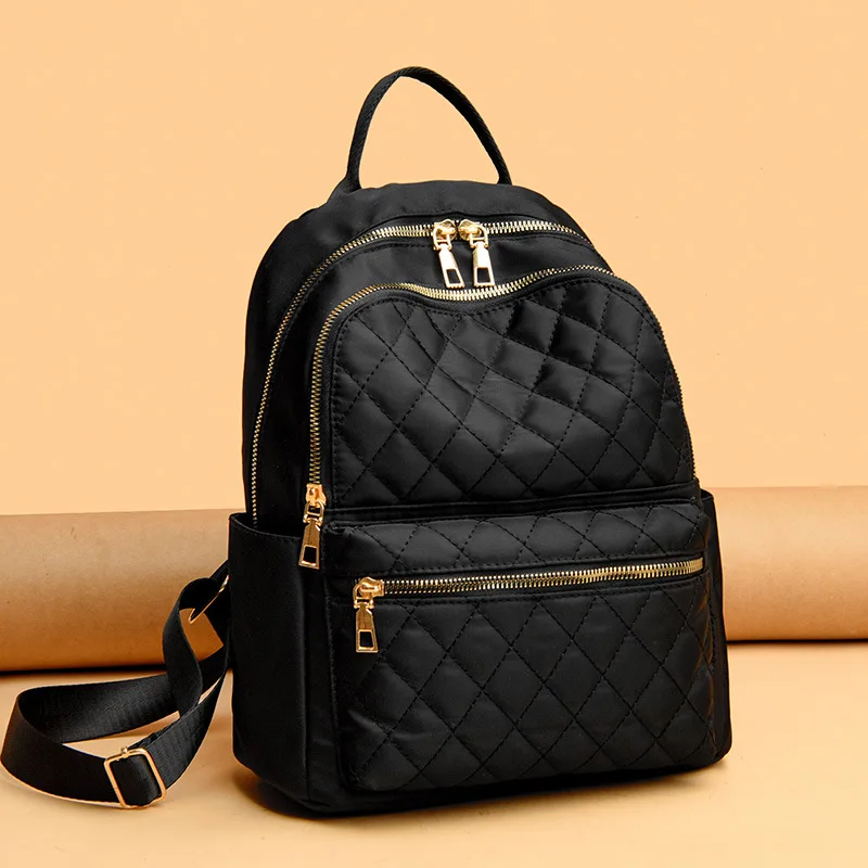 

2025 Women's New Leisure Large Capacity Backpack Oxford Cloth Travel Bag Fashion Korean Edition Lingge Oxford Cloth Backpack