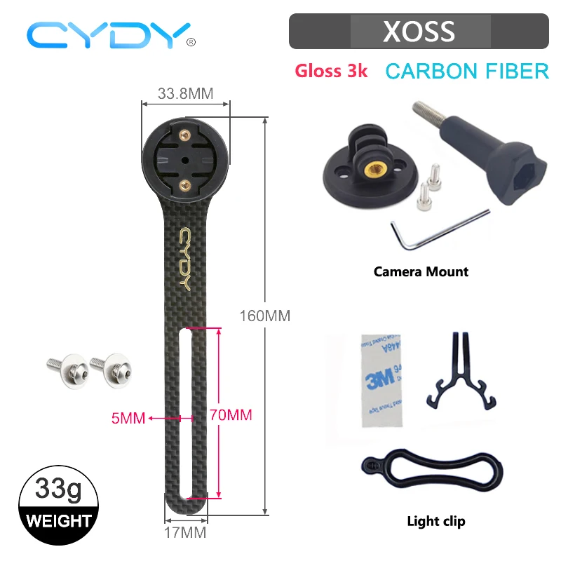 CYDY Carbon 3K Garmin Halterung Edge 130 200 Rennrad-Computerhalterung Wahoo Bryton Rider 420 Fahrrad-Lichtclip Kamera-Halterung