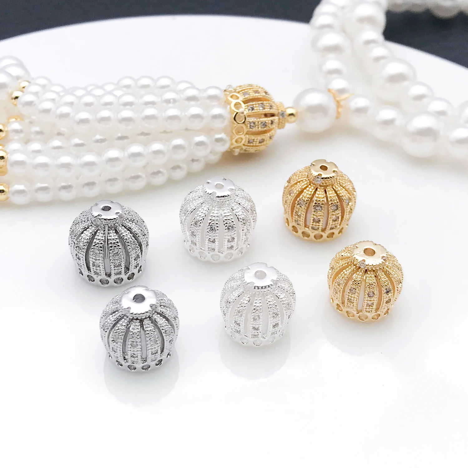 2pcs 9/11mm 18K Gold Plated Brass Spacers Bead Caps For Jewelry Making Flower Bead End Caps DIY Necklace Bracelets Accessories - view 2