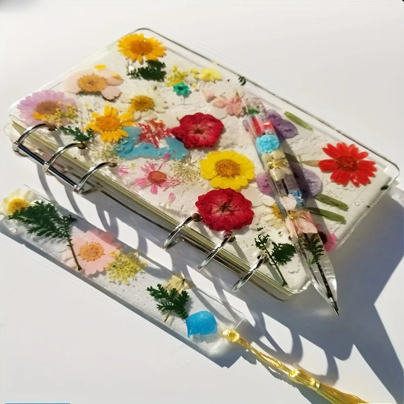 1 set silicone notebook cover mold with two triple ring binders, epoxy resin mold, diy casting tool for resin book covers