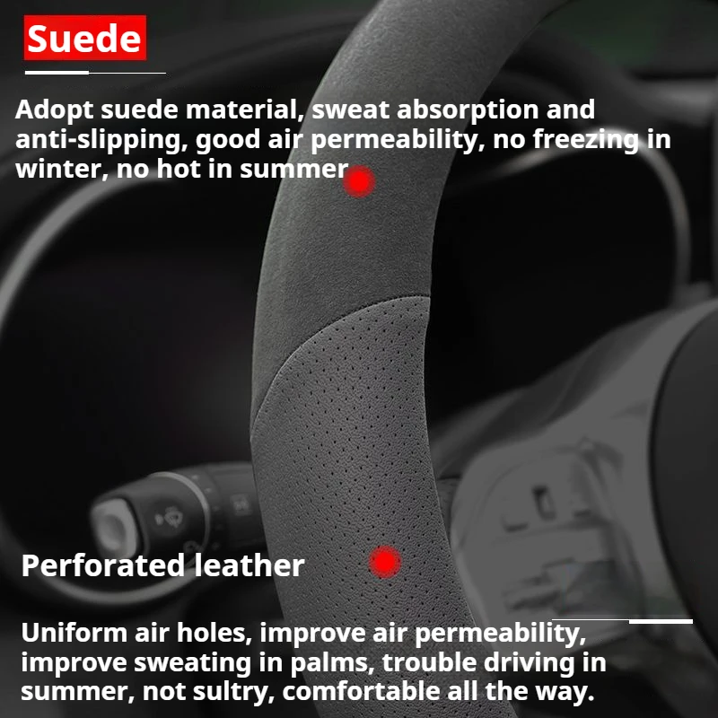 36cm Car Steering Wheel Cover For Peugeot GT-Line 107 206 207 208 301 307 308 406 407 408 508 607 2008 3008 4008 5008 RCZ Rifter