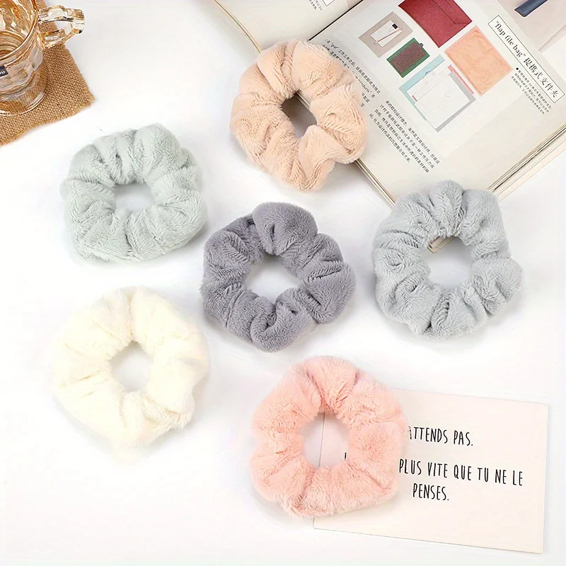 

Fashion Soft Hair Scrunchies Women Girls Cute Plush Elastic Hair Rope Rubber Band Ponytail Holder Headband Hair Accessories