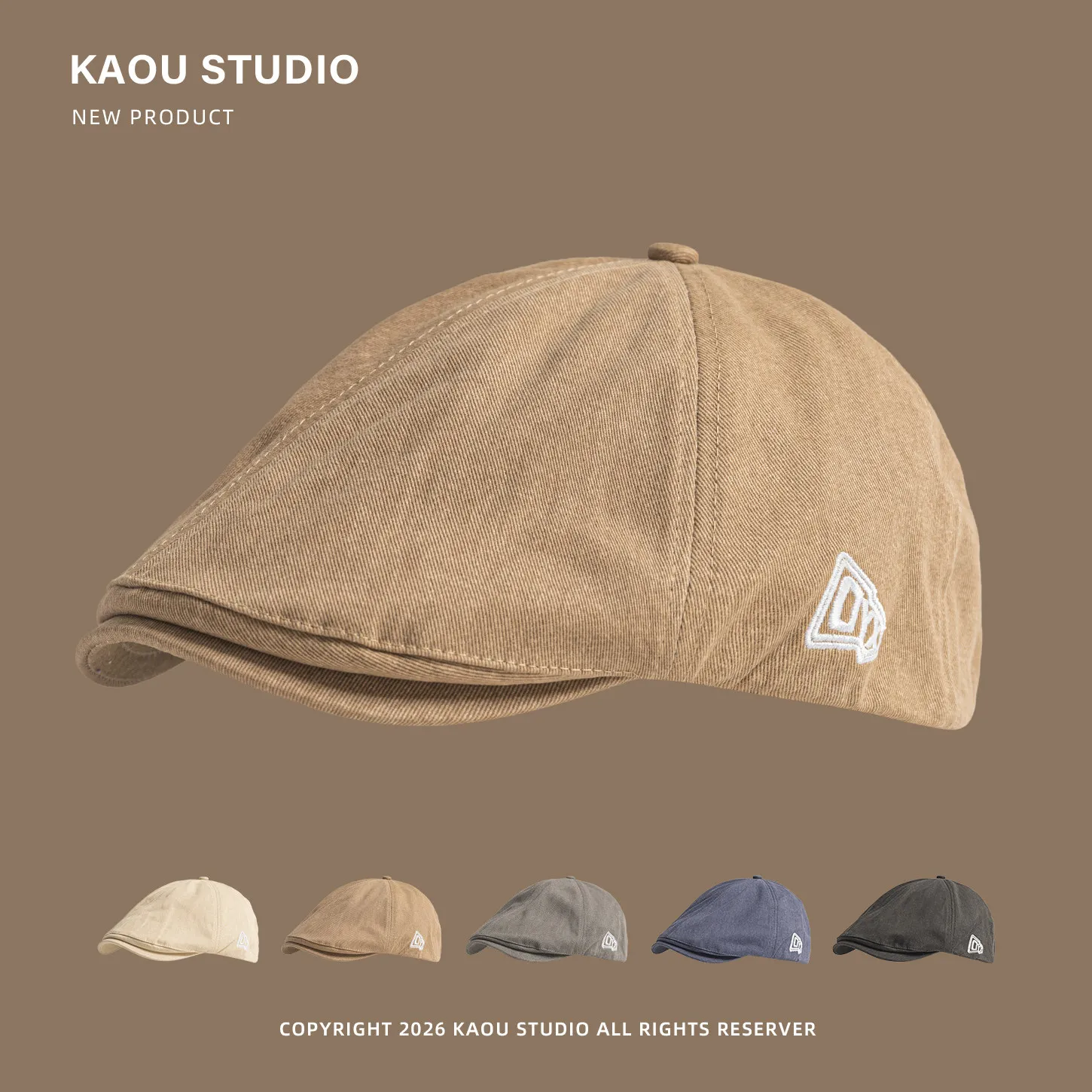 Vintage forward cap for young men and women, versatile artist cap, hip-hop backwards-worn beret, trendy