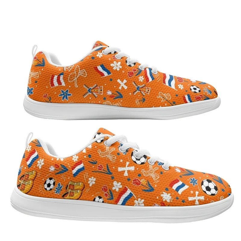 Women's and Men's Red, White, and Blue Striped Windmill Football Fun Print Casual Mesh Shoes All-season lace-up soft-soled non-s view 3