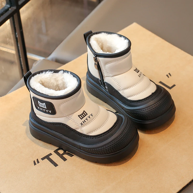 

Новые зимние плюшевые зимние сапоги для детей, толстая теплая хлопковая обувь для мальчиков и девочек, непромокаемые детские зимние ботинки, бархатная обувь