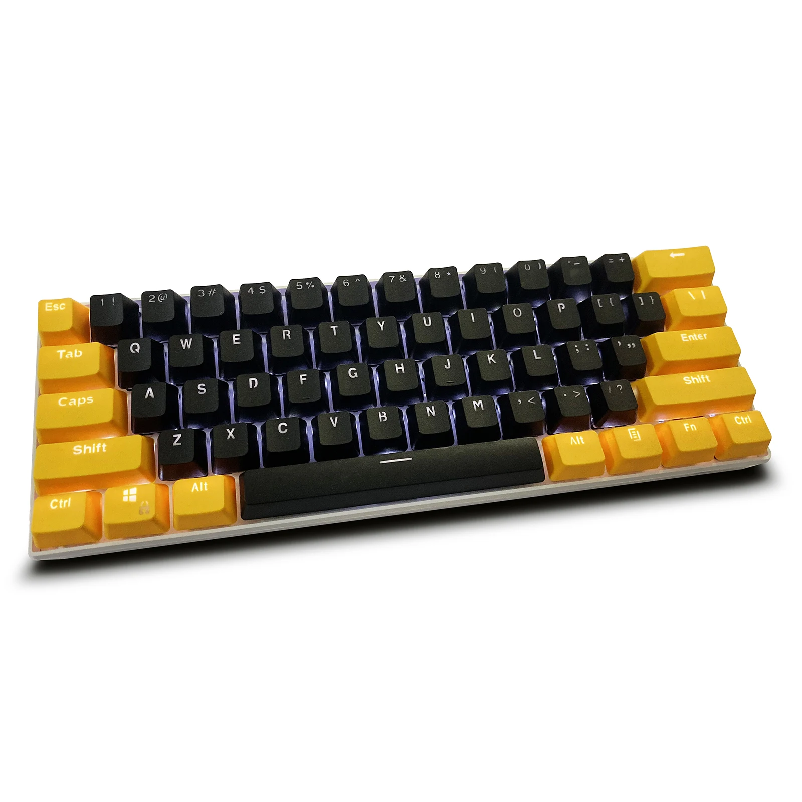

(Keycaps Only Sold)Yellow Black RK 61 Keycaps PBT Material OEM height Backlit Two-Color For MX 61/87/104 Mechanical Keyboard