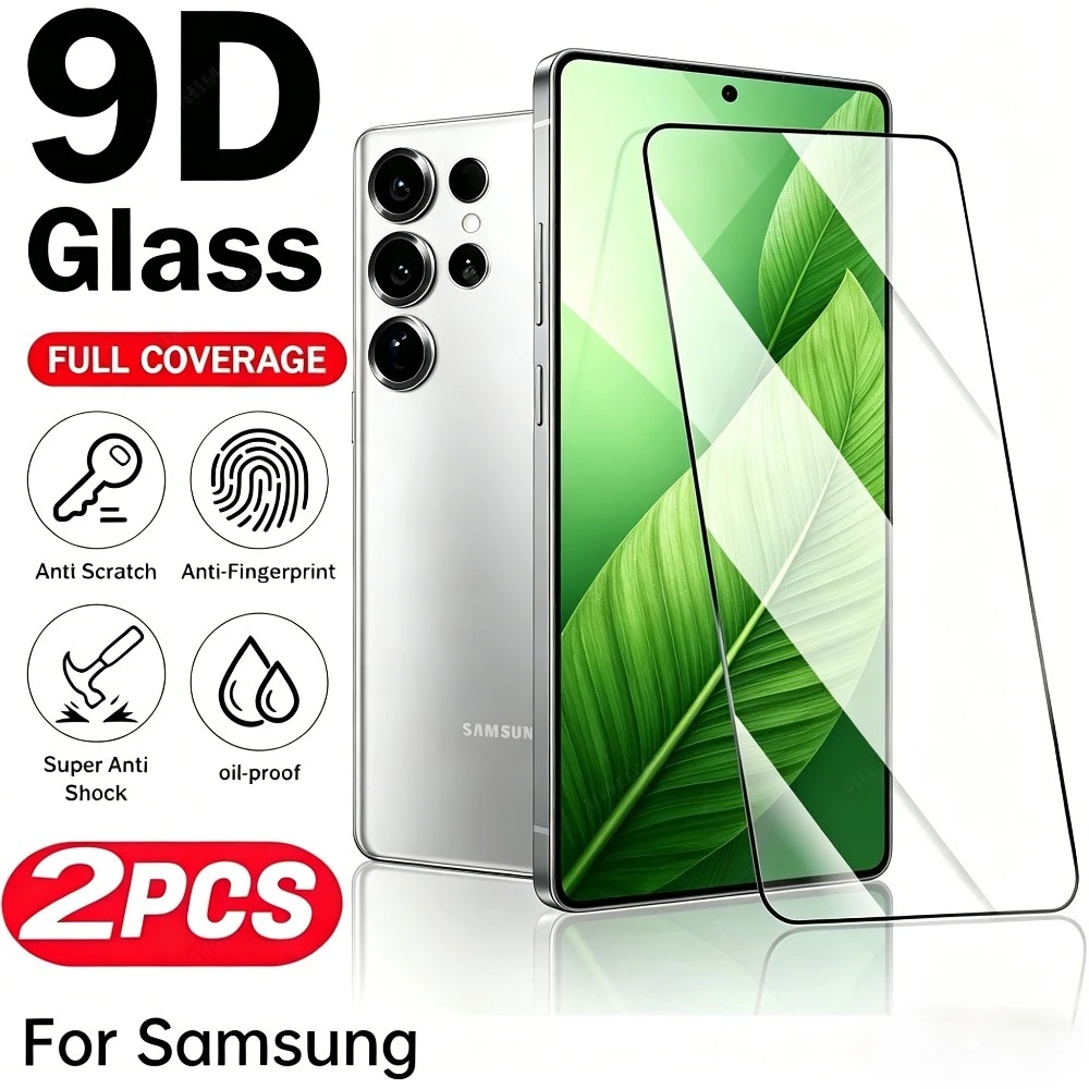 

2Pcs Full Cover Screen Protector for Samsung Galaxy S26 S25 S24 S23 Ultra S22 S21 S20 Plus S25 S24 FE 9H Hardness Tempered Glass