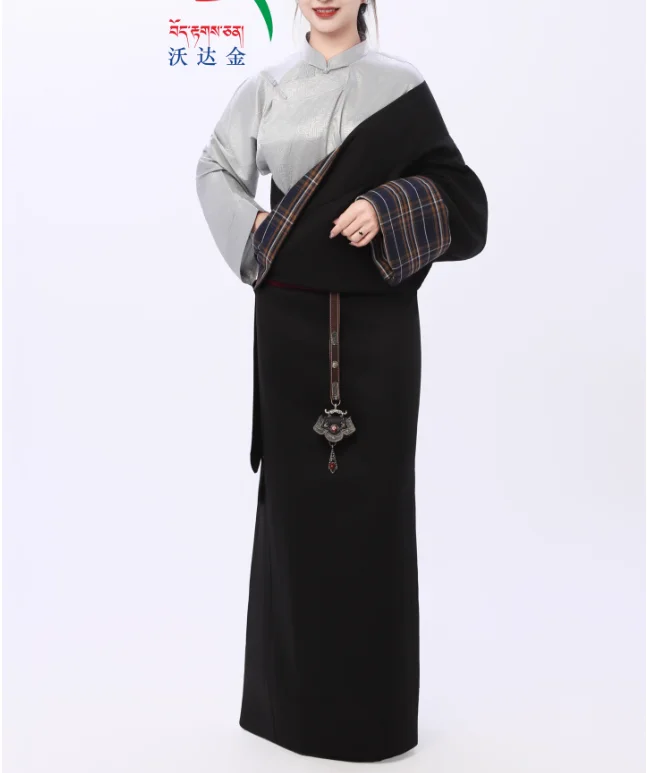 Chińskie tybetańskie ubranie Anduo z podwójną warstwą, tybetańska szata Xizang na jesień i zimę