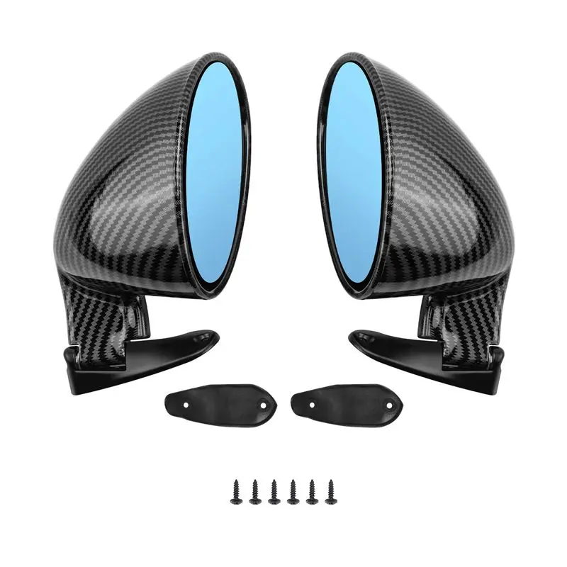 Professional California Style Left & Right Car Classic Retro Door Wing Side Mirror Rearview Vintage Matte Universal Carbon Fiber