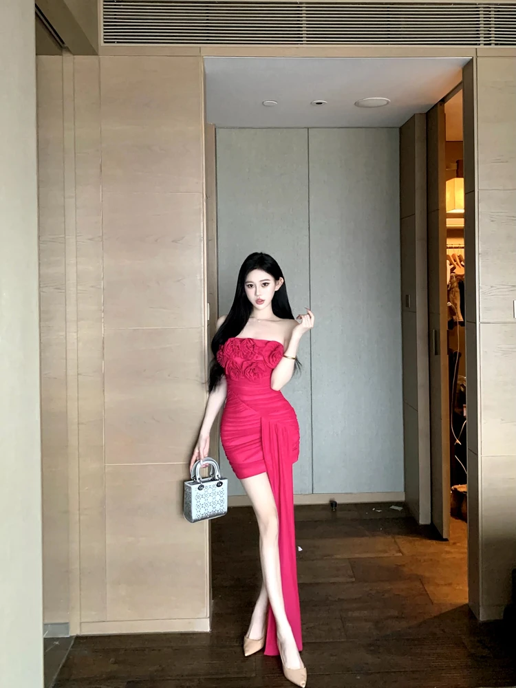 

Ele Sexy Heavy Embroidery Bodycon Dr with Floral Design High Waist Bandage Dr for Women in Spring Summer Autumn