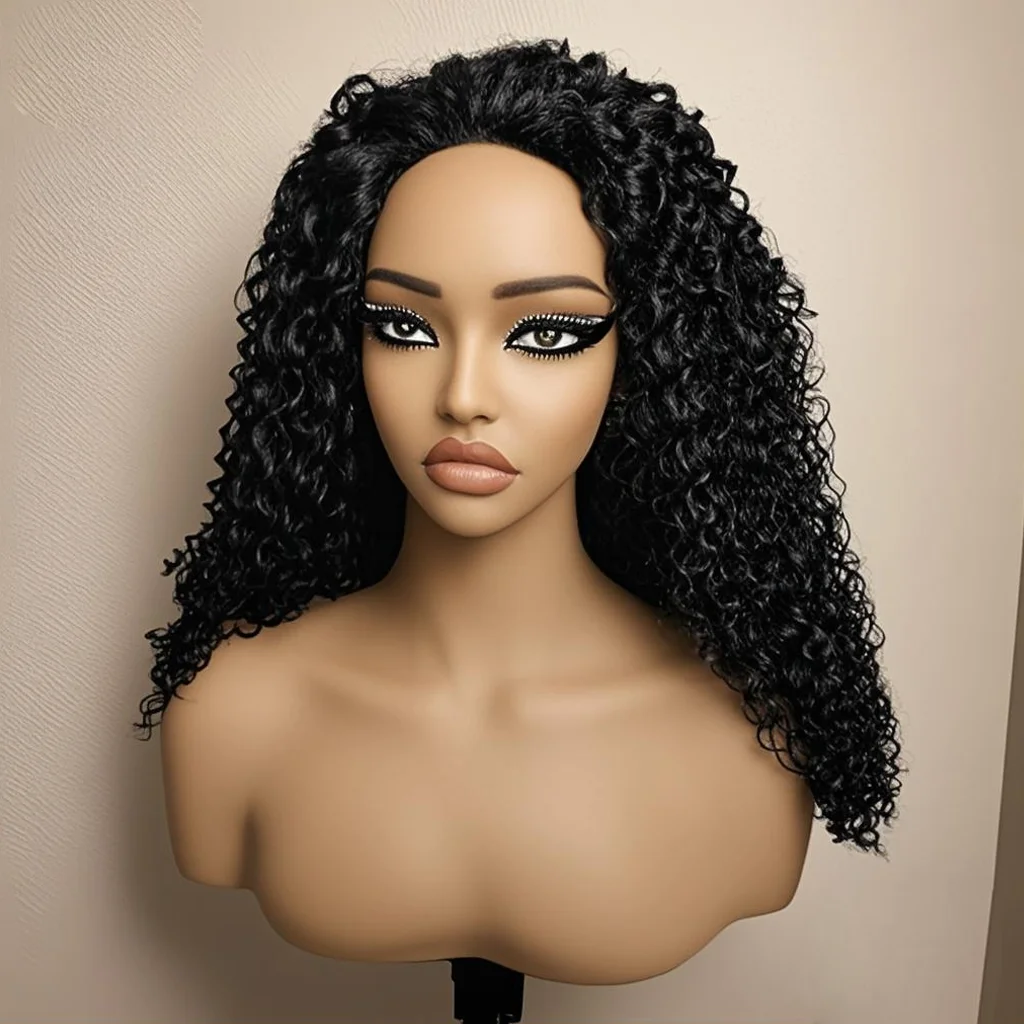 ملكة جمال رولا نصف الباروكات شعر الإنسان غريب مجعد نصف شعر مستعار للمبتدئين ودية عقال مجعد غلويليس الباروكات