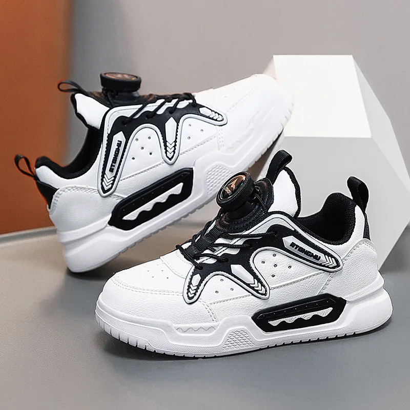 Boys' Sports Shoes 2024 Spring and Autumn New Thick-soled Fashionable Casual Sneakers Girls' Versatile Simple White Shoes