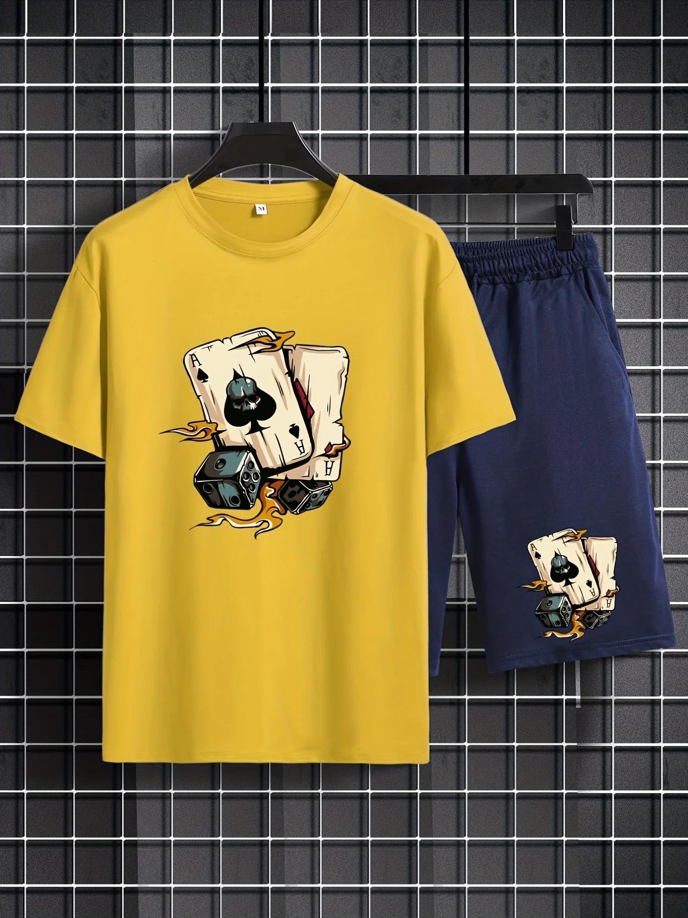 Conjunto de pá de dados masculino, camiseta com gola redonda, curta solta, confortável, casual, ao ar livre, esportiva, moda infantil, verão