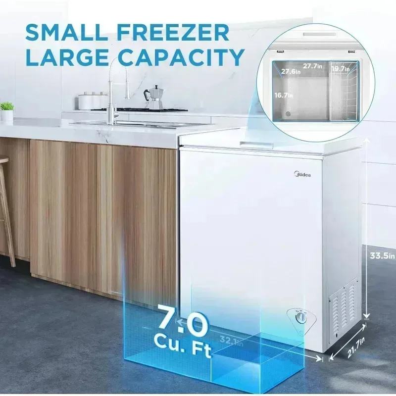 PMD4-Midea MRC070S0AWW فريزر الصدر، 7.0 قدم مكعب، أبيض، $R