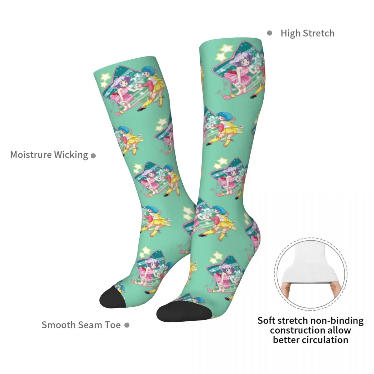 Chaussettes miroir mami crémeuses pour hommes et femmes, bas Harajuku, chaussettes longues toutes saisons, accessoires pour cadeau d'anniversaire, haute qualité