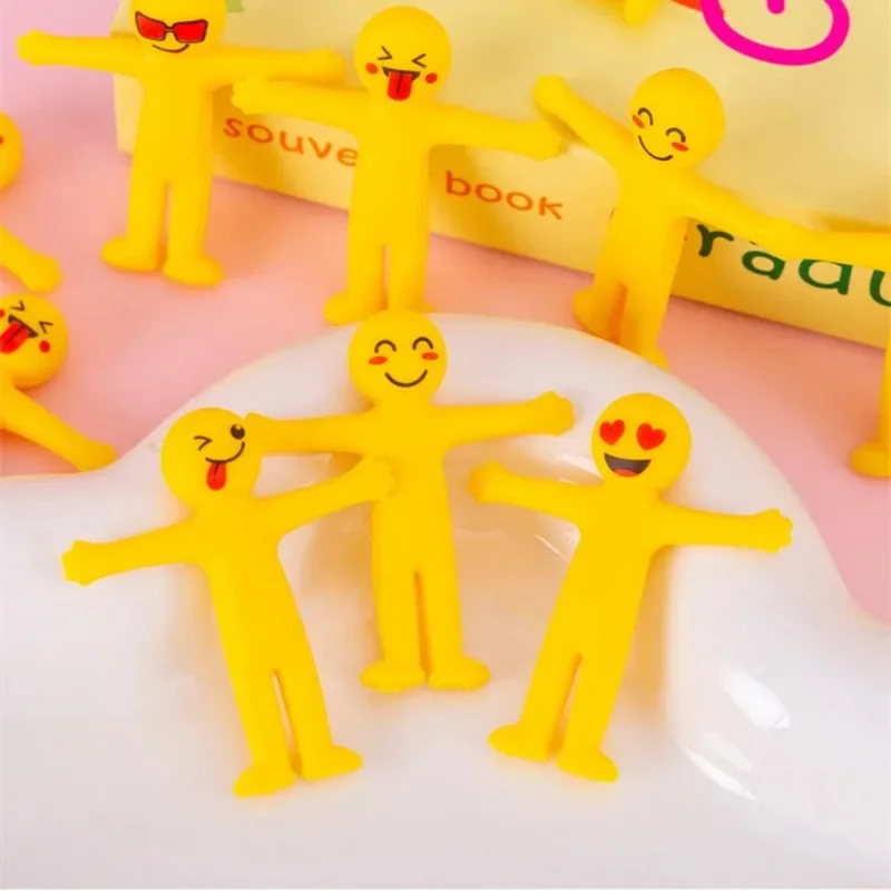 Stretchable Amarelo Minifigure Stress Relief Brinquedos para Crianças, Recompensas do Partido, Presentes de Aniversário, Favores do Carnaval, Giveaway, 15Pcs