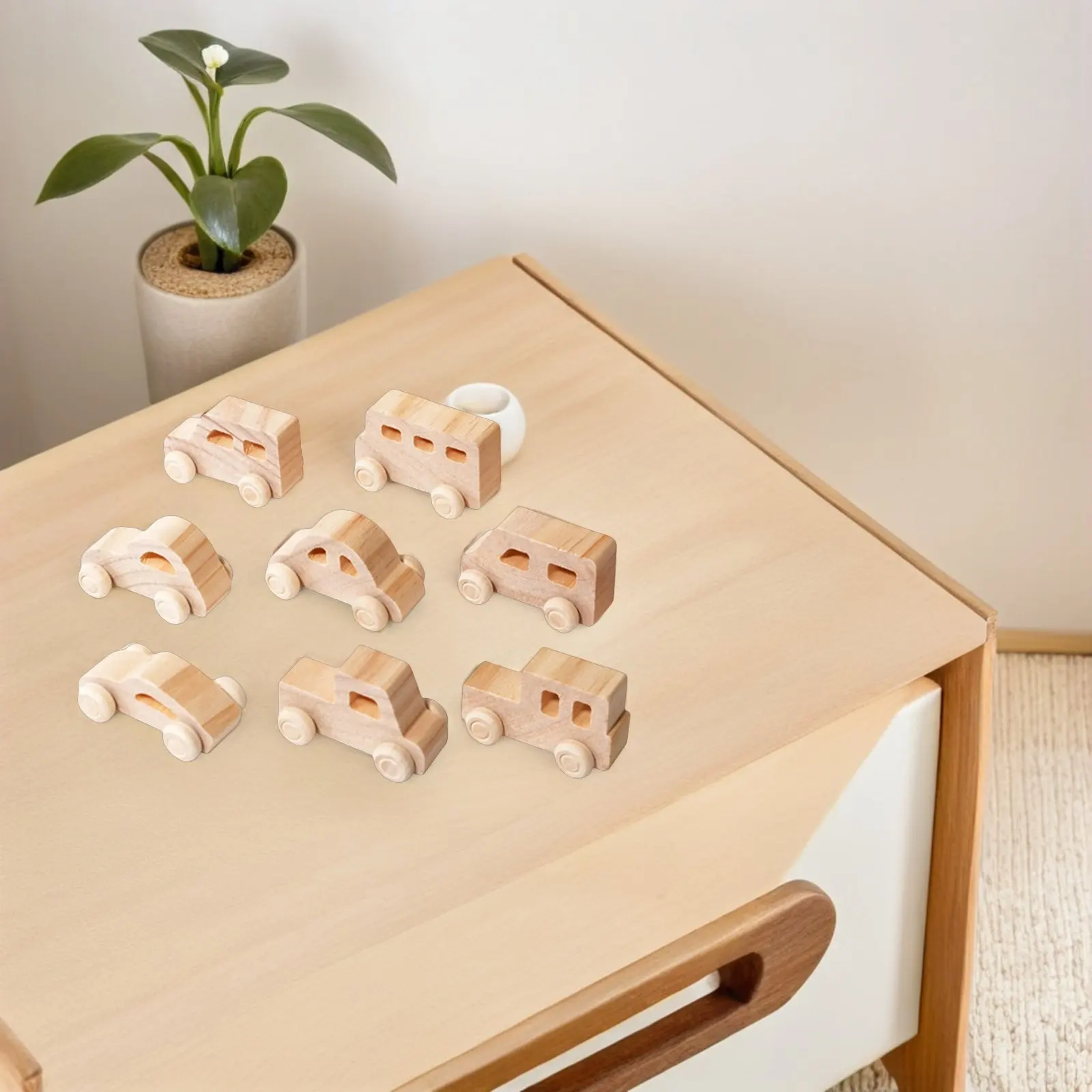 

8Pcs DIY Unfinished Wooden Mini Cars Crafts for Kids Painting Graffiti Hand Brain Coordination Wood Crafts Unfinished Car Model