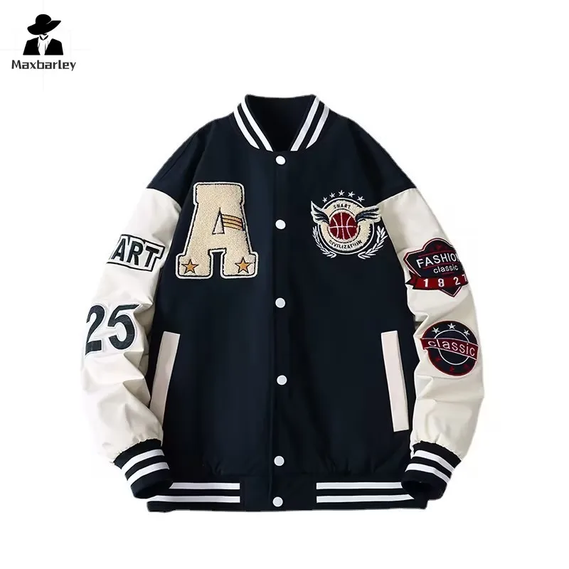 American Bomb Jacket Men\'s Casual Loose Towel Embroidered Baseball Coat Autumn/Winter Japanese Fashion Brand Y2K Couple Jacket