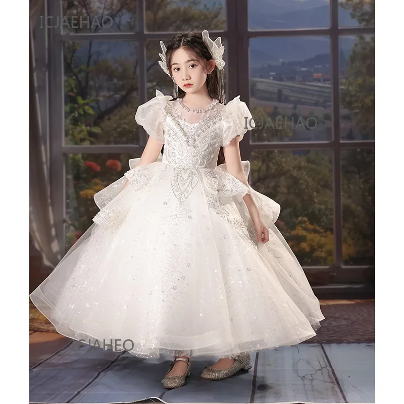 

Kids Wedding Prom Gown Formal Girl White Bridesmaid Long Vestidos Teenagers Evening Party Dress Dresses Kids First Communiom