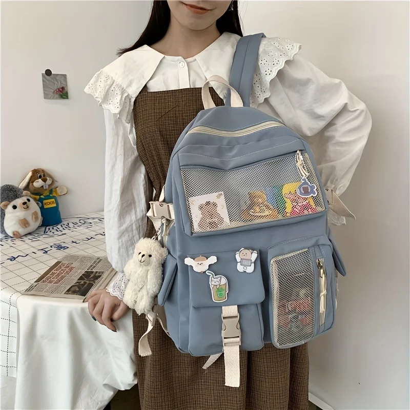 

Women Fashionable Multifunctional Backpack Multi-pocket Cartoon Accessories Shoulders Bag for Outing Commuting Schoolbags