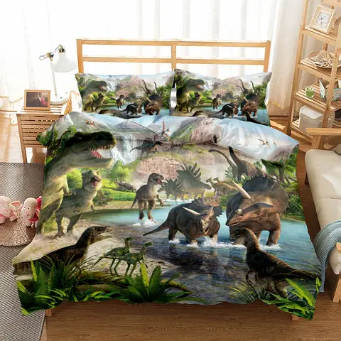 World Dinosaurs Children Duvet Cover Set EU Single Double King US Twin Full Queen Size  Bed Linen Set