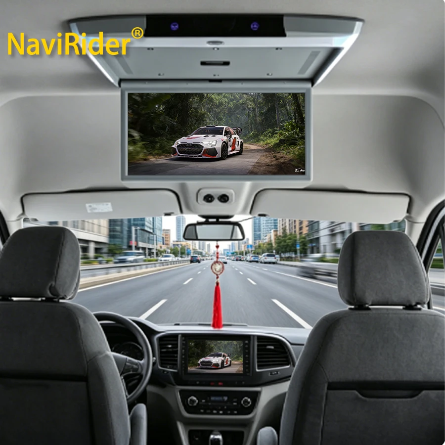 15.6inch Android 13 IPS Screen HDMI MP5 Player Car Overhead Monitor Roof TV FM Speaker Bluetooth Video Wireless Auto Display