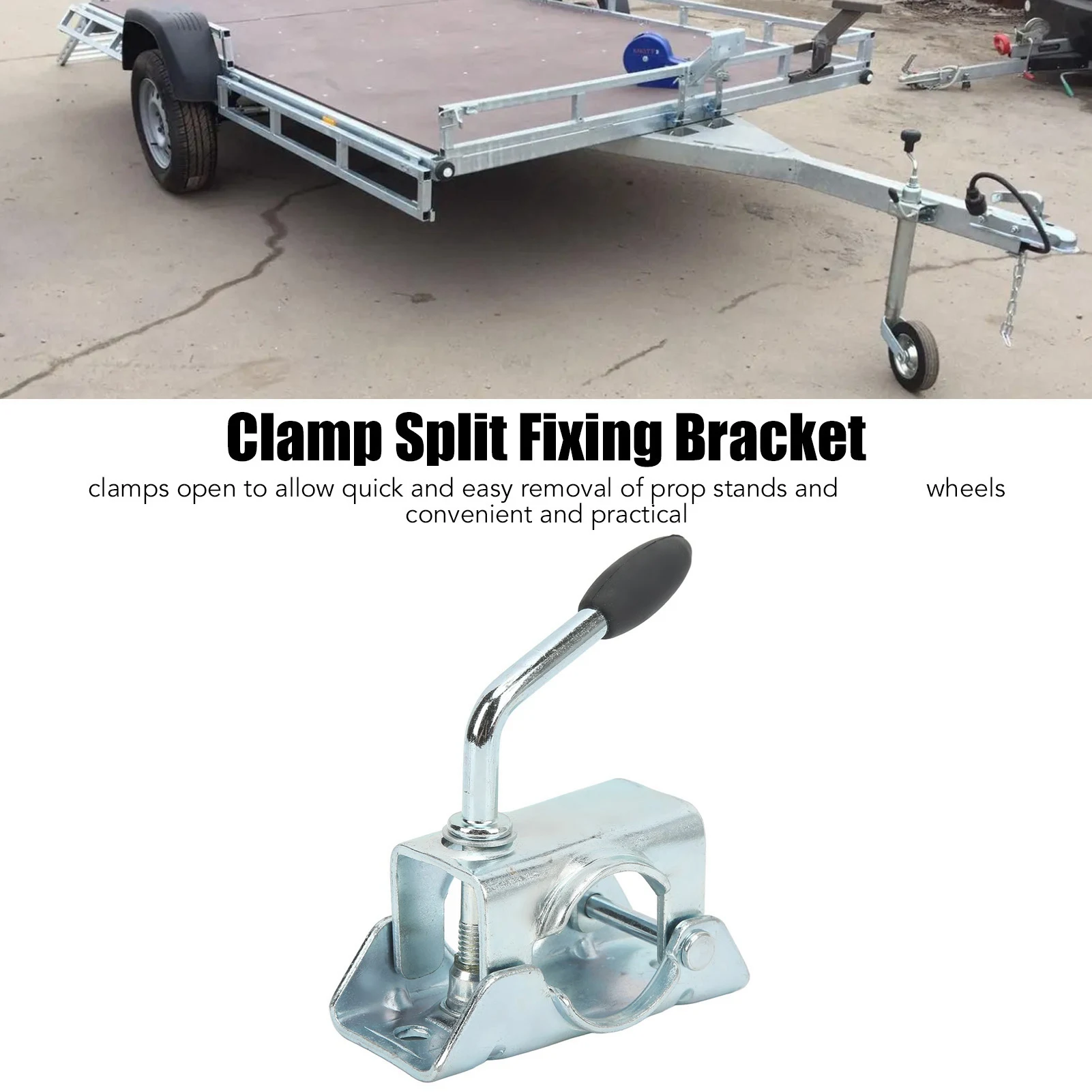 

Разделенный зажим для колеса прицепа, опорная подставка, опорное крепление для трубы диаметром 48 мм/1,89 дюйма, подставка для колеса домкрата