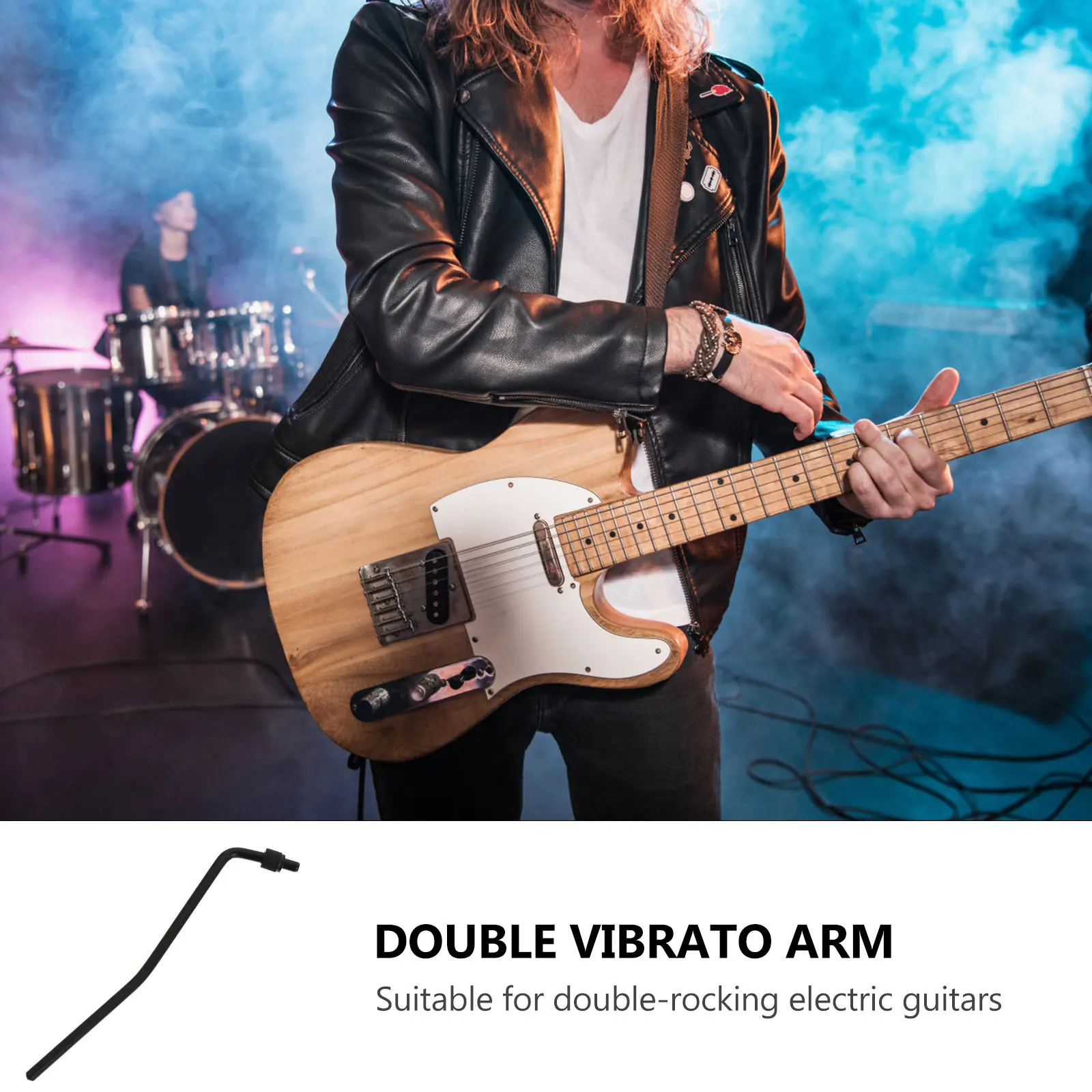 

2Pcs Double Tremolo Arm 9mm Thread Nut Electric Guitar Whammy Bar Lever Replacement Durable Vibrato Bar Double Tremolo Arm