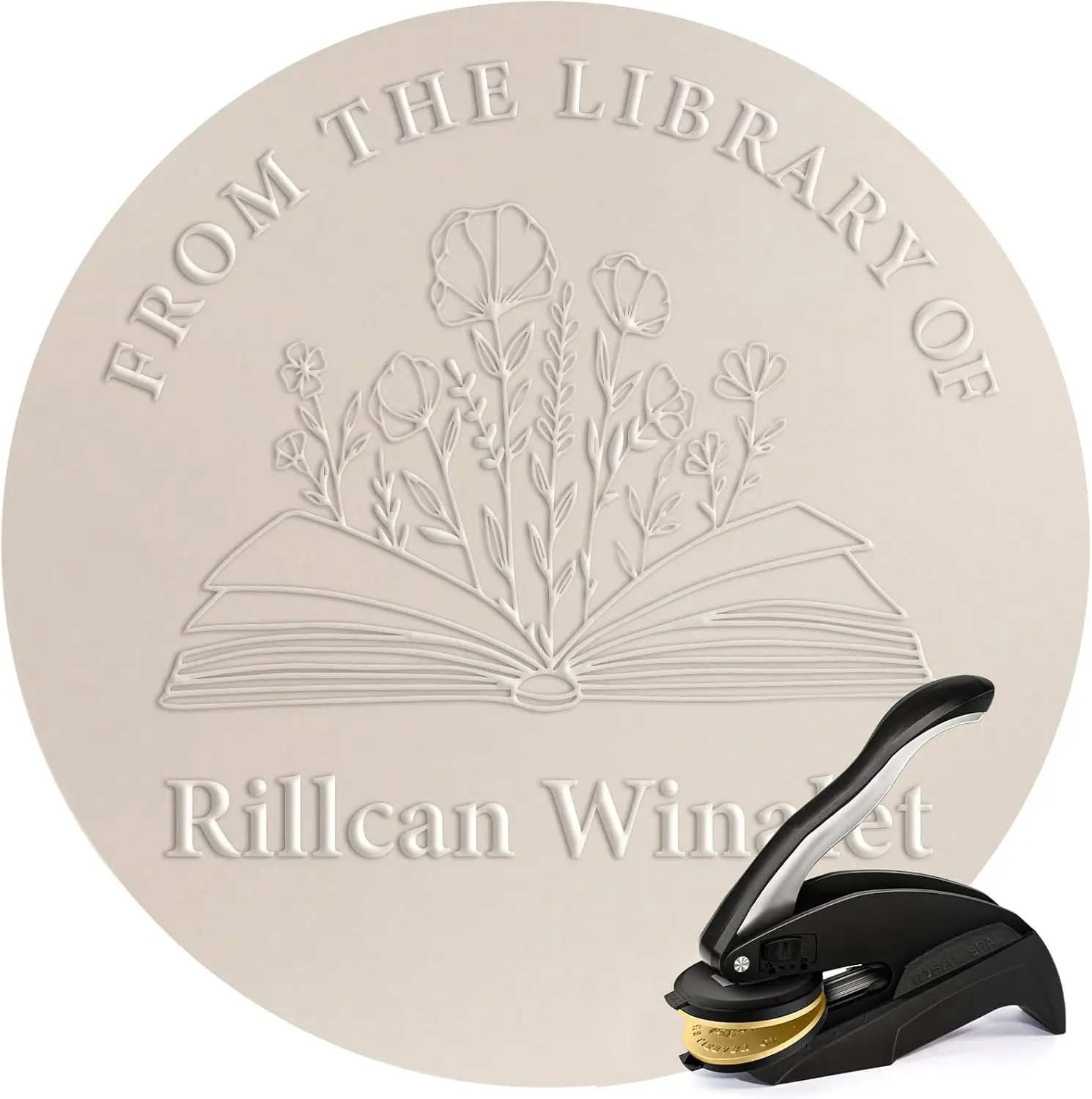 

Custom Book Embosser,Book Stamp Personalized,Personal Library Embosser Custom Self-Ink Stamp from The Library of Customizable