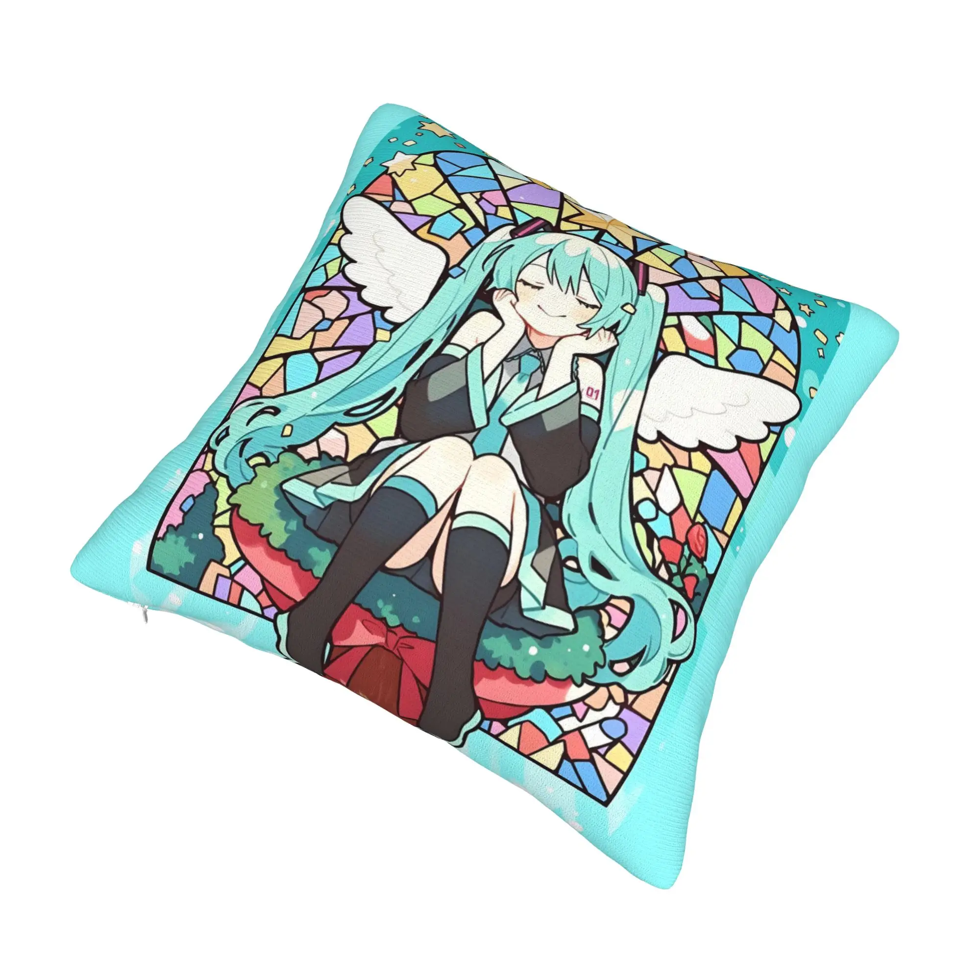 Luxury Hatsuned Mikues Cartoon Cushion Cover for Sofa Velvet Voice Anime Pillow Case Home Decorative