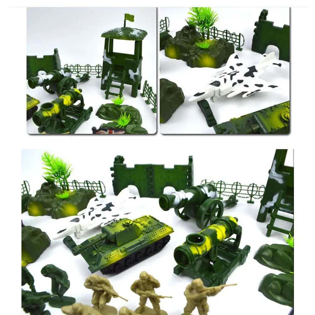 

90Pcs Military Scene Simulation Set DIY War Playset for Kids Including Tanks Planes Soldiers Guardrail