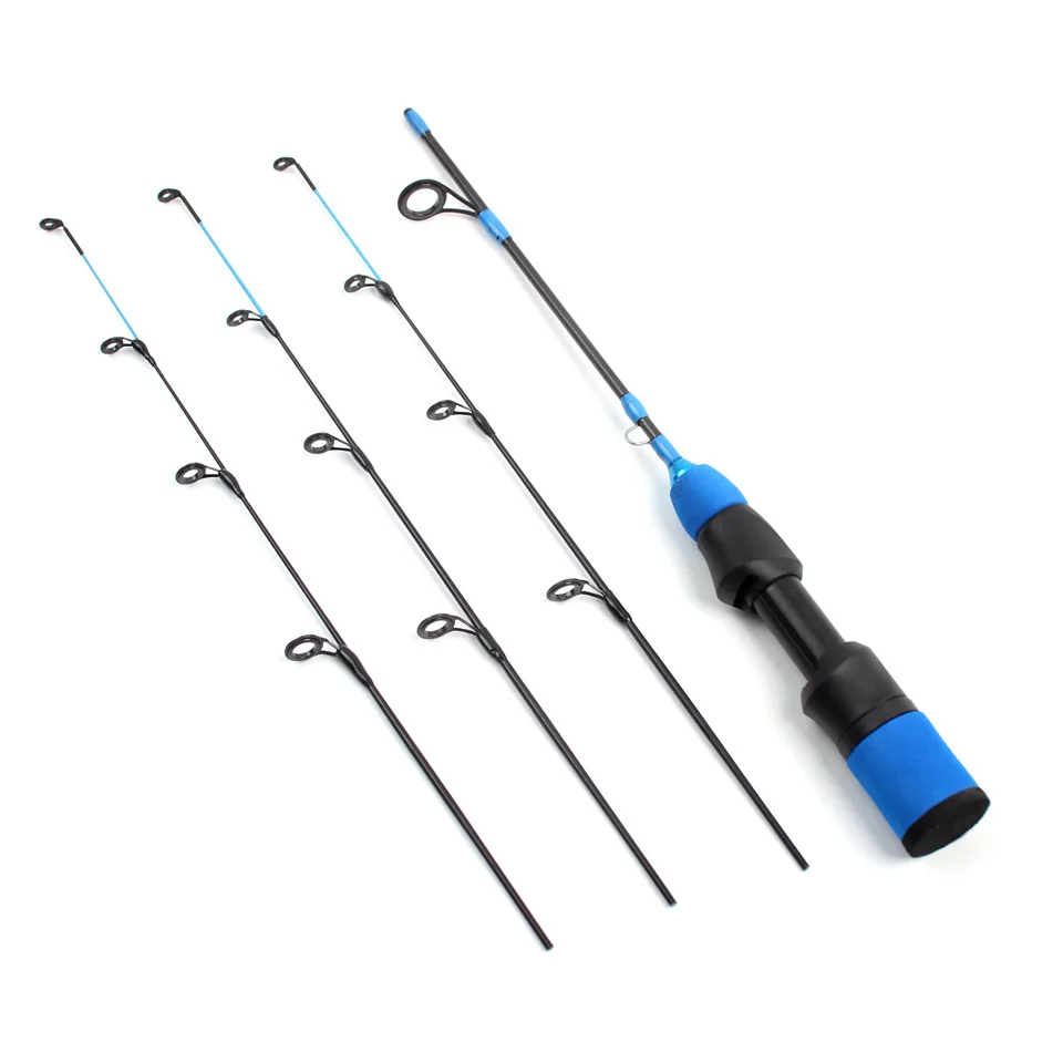 3 Colors Optional Ultra Short Light Portable Winter Ice Fishing Rods 3 Tips Spinning Rod Carbon Fiber Ice Pole Carp Fish Rods