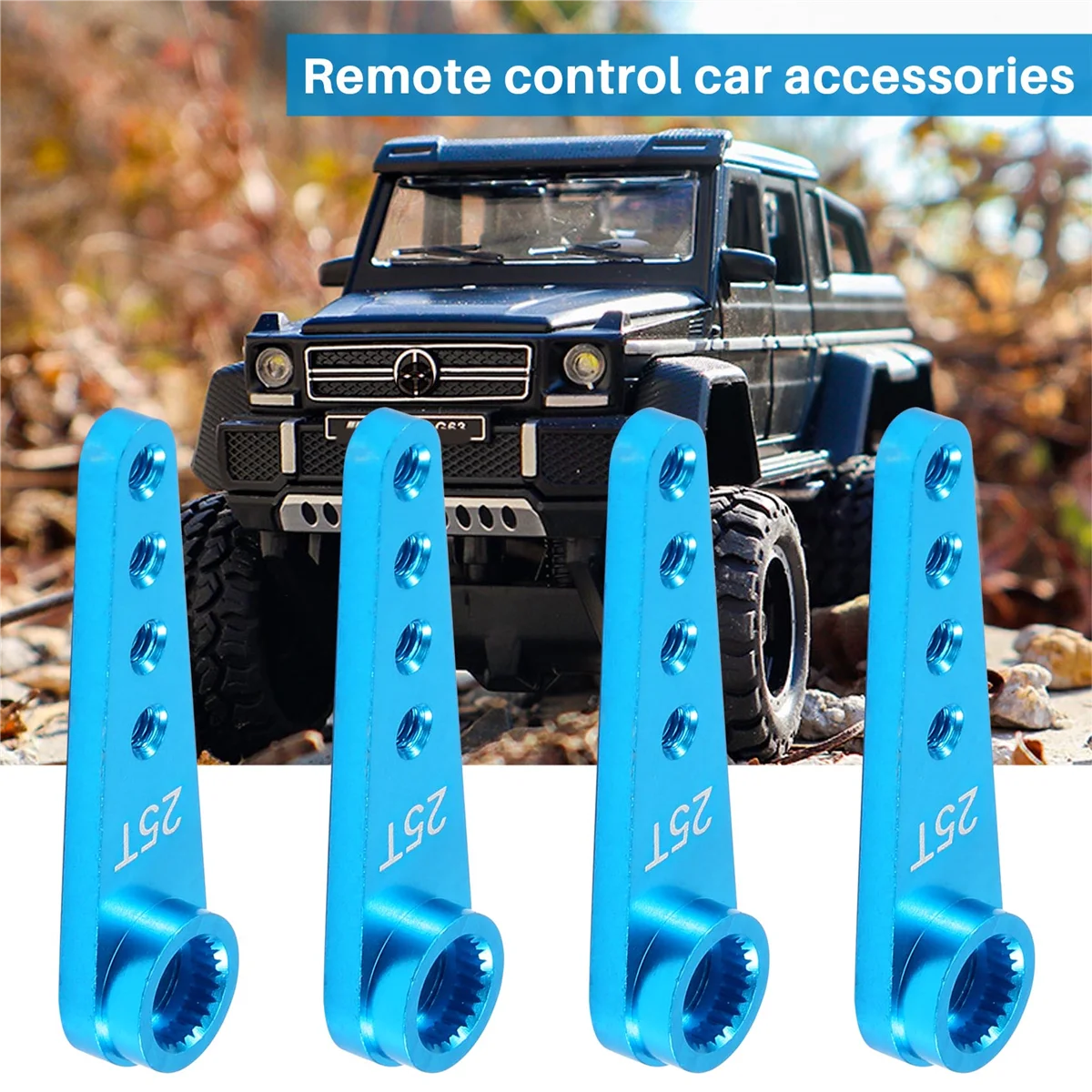 4PCS 37Mm 25T Metal Extension Steering Servo Arm Horn for RC Car Crawler Parts,Blue