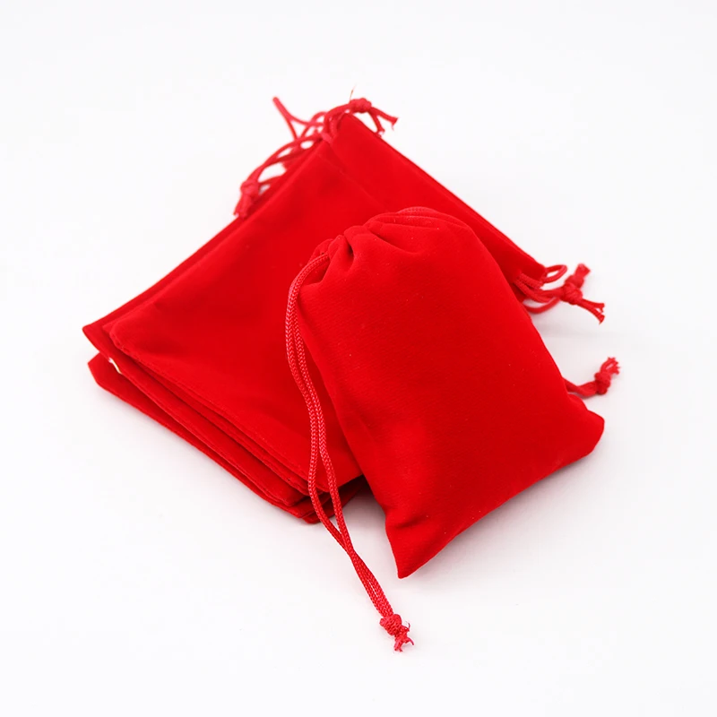 10pcs/lot 5*7cm 7*9cm 9*12cm Red Jewelry Packaging Pouch Velvet Drawstring Bag for Gift Small Treat Bag Fast Delivery