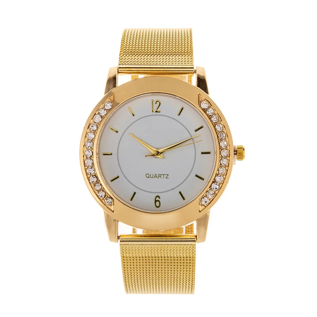 

Montres Femmes Suitable Fashion Women Crystal Golden Stainless Steel Analog Quartz Wrist Watch часы женские наручные