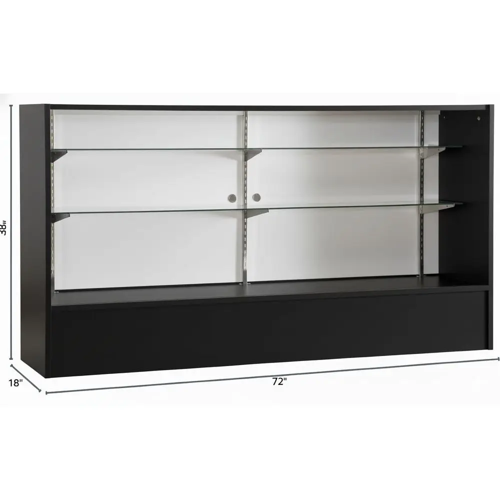 Full Vision Display Cabinet 72 Glass Showcase with LED Light, Adjustable Shelves, Locking Sliding Doors Retail Display Counter view 4