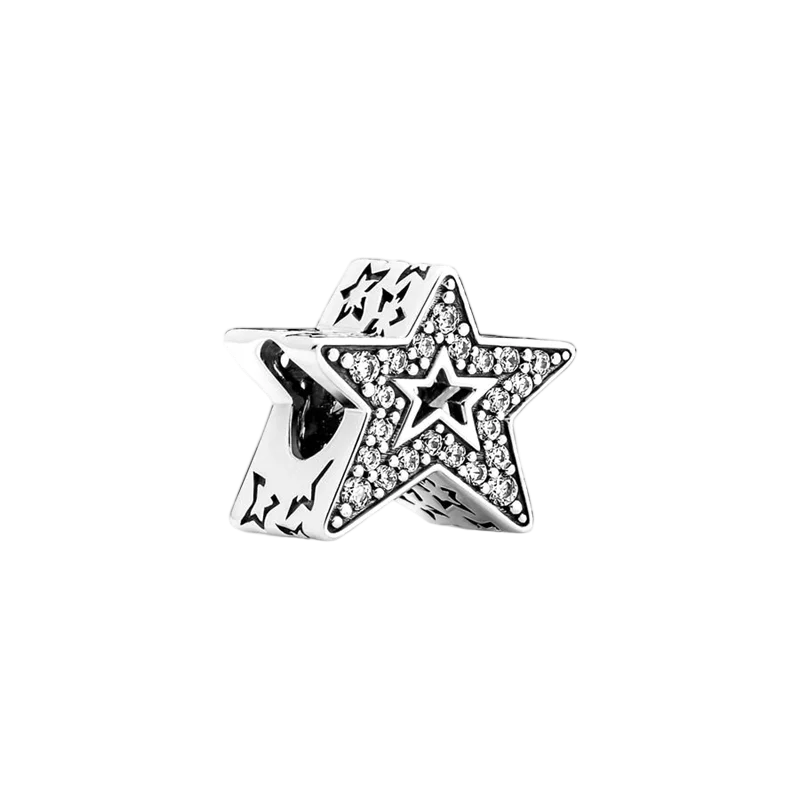 2025New نجوم والقمر خرز تميمة استرخى الأفعى صالح الأوروبي الأصلي الفضة سوار خرز قلادة Diy بها بنفسك مجوهرات النساء هدية