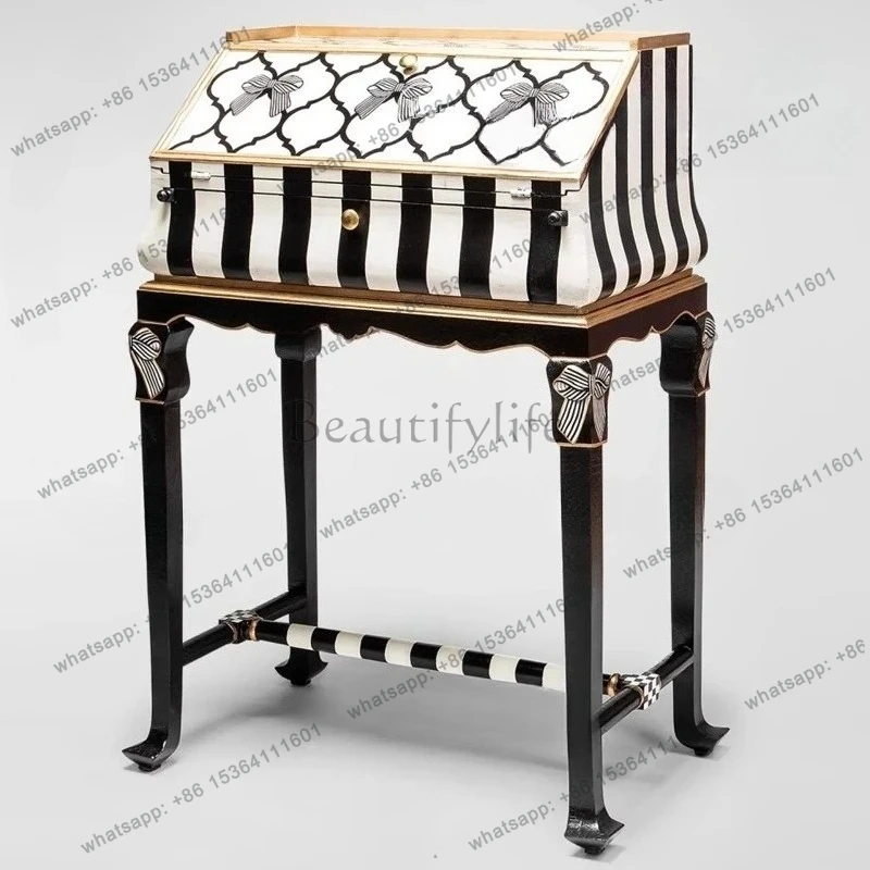 

LJY"Bow Solid Wood Bucket Cabinet" Retro Painted Locker Entrance Light Luxury Storage Cabinet Home Cabinet Can be Customized