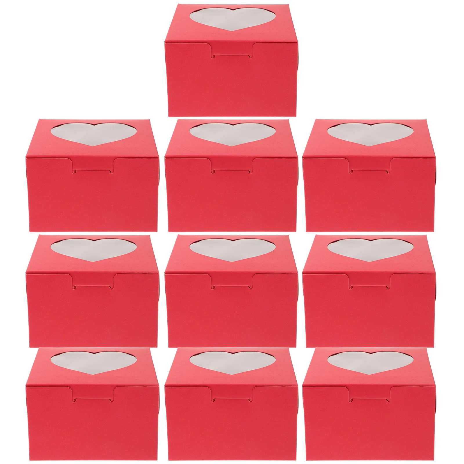 

10pcs Heart Shaped Cake Dessert Packaging Red Cookie Cupcake Containers Bakery Treat Boxes Pastry Valentine Wedding Birthday