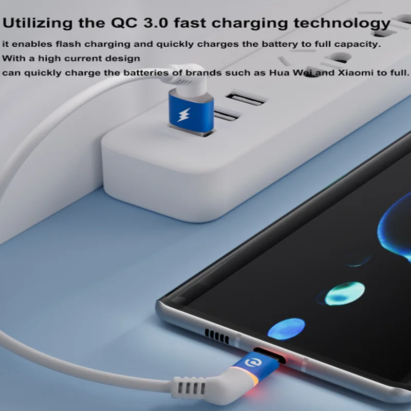 360 °   كابل USB قابل للدوران من النوع C إلى 60 وات، سلك مزامنة بيانات سريع الشحن لهاتف iPhone Samsung والكمبيوتر المحمول والكمبيوتر اللوحي