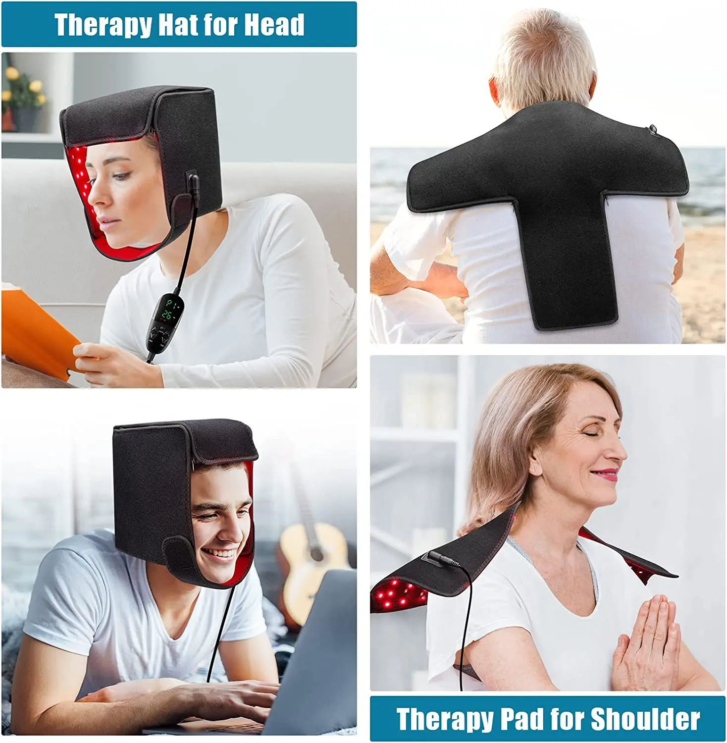 LED Red Infrared Light Therapy Wrap Belt ,Hair Growth Cap, LLLT,660nm 850nm Head Physiotherapy Instrument For Body Pain Relief